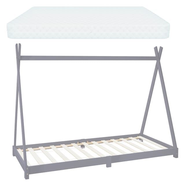 ML Design BedTipi 90x200cm med lamelbund, lysegrå