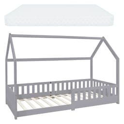Børneseng faldsikring 200x90cm grå Fyrretræ