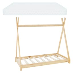 Lasten sänky, jossa on säleikön runko ja patja 70x140 cm luonnonvärinen