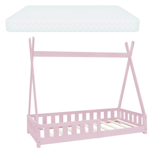 ML-Design Barnsäng Tipi 80x160 cm, rosa, med madrass