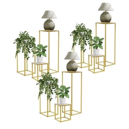 ML-Design Blomställ 9 st metall i guld, 22x22x30/26x26x60/30x30x90 cm