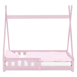 Säng med fallskydd och spaljé 70x140 cm Rosa furu ML-Design