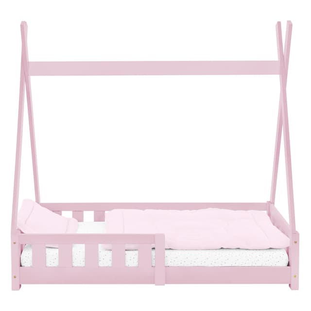 Seng med faldsikring og espalierramme 70x140 cm Pink fyr ML-Design