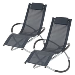 Gungstol med nackstöd 155x45x125 cm Cream Aluminium polyesterbelagd