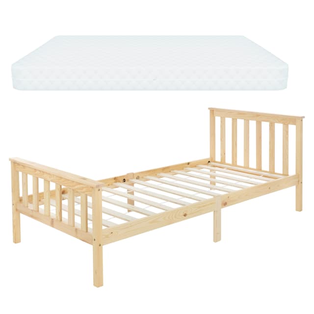 Seng med lamelbund 90x200 cm natur fyrretræ ML-Design