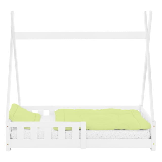 Seng med faldsikring og lamelramme 70x140 cm Hvid fyr ML-Design