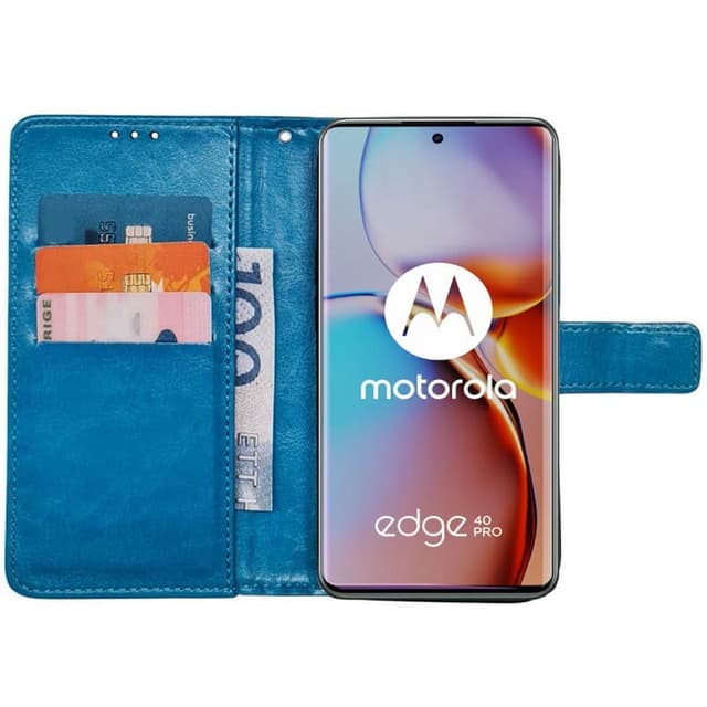 Wallet cover 3-kort Motorola Edge 40 Pro - Lyseblå