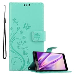 Sony Xperia XZ2 lommebokdeksel Blomster deksel (turkis)
