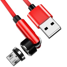 INF Android Micro USB Magnetisk ladekabel 3A Hurtigopladning 2 m Rød