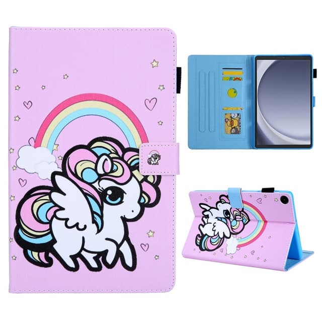 Samsung Galaxy Tab A9 Sammenleggbart Veske Kortholder - Rainbow Horse