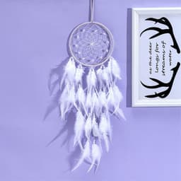 Dream Catcher Feather Dreamcatcher Væghængende Ornament - Lilla (med lys)