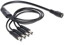 DeLOCK virtajakaja, 24V DC na -neljä 24V DC ur, 0,5m, musta