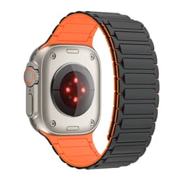 Magnetisk silikonrem for Apple Watch 1/2/3/4/5/6/7/8/9, Apple Watch SE Svart+oransje 42/44/45/49 mm