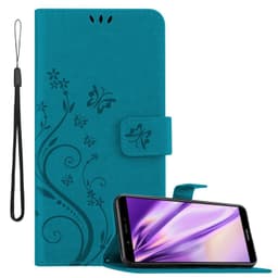 Honor 7C / Huawei Y7 2018 Pungetui Cover Blomster (Blå)