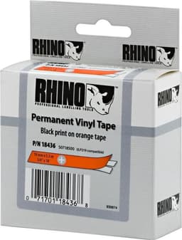 DYMO RhinoPRO, permanent markeringsvinyltape, 19 mm, sort tekst på or