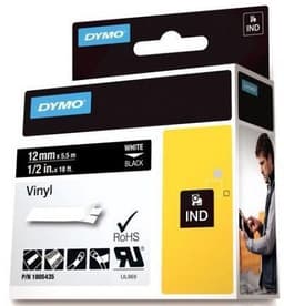 DYMO Rhino Professional, mærkbar permanent vinyltape, 12mm, hvid teks