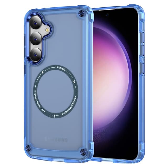 SKALO Samsung S24 Transparent TPU Magnet/Metall Skal - Blå
