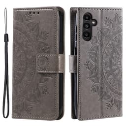 SKALO Samsung A15 4G Mandala Plånboksfodral - Grå