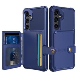 SKALO Samsung S24 Iskunkestävä kuori lompakolla - Sininen