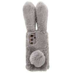SKALO Samsung S24 3D Soft Furry Bunny Ears Skal - Grå