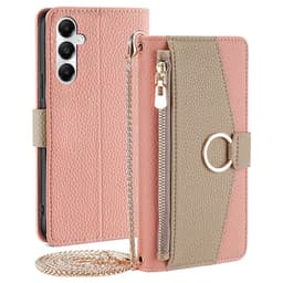 SKALO Samsung A05s 4G Litchi Makeup Mirror Plånbok/handväska - Rosa