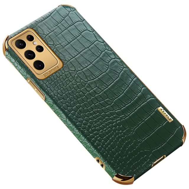 SKALO Samsung S24 Ultra Krokotiili Kultainen Reuna Kuori - Vihreä