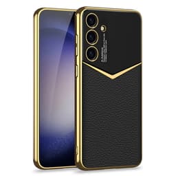 SKALO Samsung S24+ PU-nahkainen Gold Edge Suojakuori - Musta