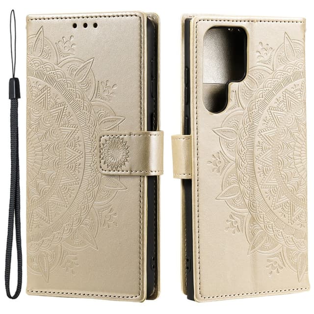 SKALO Samsung S24 Ultra Mandala lompakkokotelo - Kulta