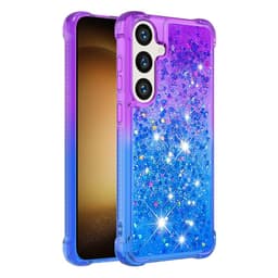 SKALO Samsung S24 Kvicksand Glitter Hjärtan TPU-skal - Lila-Blå