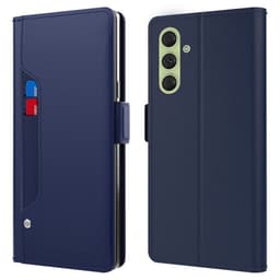 SKALO Samsung S24 Kortholder Mirror Flip Cover - Blå