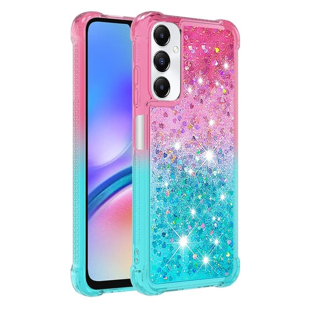 SKALO Samsung A05s 4G Kvicksand Glitter Hjärtan TPU-skal - Rosa-Turkos