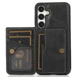 SKALO Samsung S24 PU-nahkainen Suojakuori Lompakolla - Musta