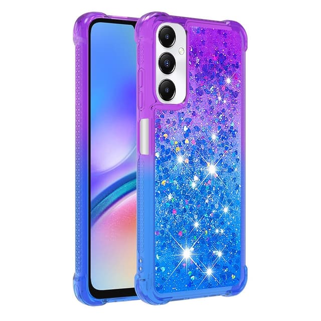 SKALO Samsung A05s 4G Kvicksand Glitter Hjärtan TPU-skal - Lila-Blå