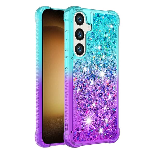 SKALO Samsung S24 Kvicksand Glitter Hjärtan TPU-skal - Turkos-Lila