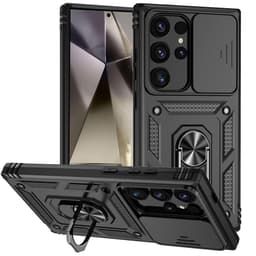SKALO Samsung S24 Ultra Armor Hybrid Metallring Kameraslider - Svart