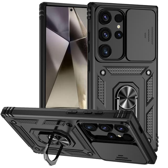 SKALO Samsung S24 Ultra Armor Hybrid Metallring Kameraslider - Svart