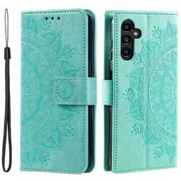 SKALO Samsung S24+ Mandala lompakkokotelo - Turkoosi