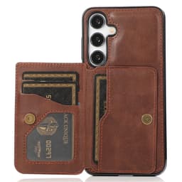 SKALO Samsung S24 PU-nahkainen Suojakuori Lompakolla - Ruskea