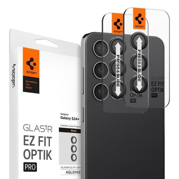 Spigen Samsung Galaxy S24 Plus Linsebeskyttelse GLAS.tR EZ Fit Optik Pro 2-pakning Svart