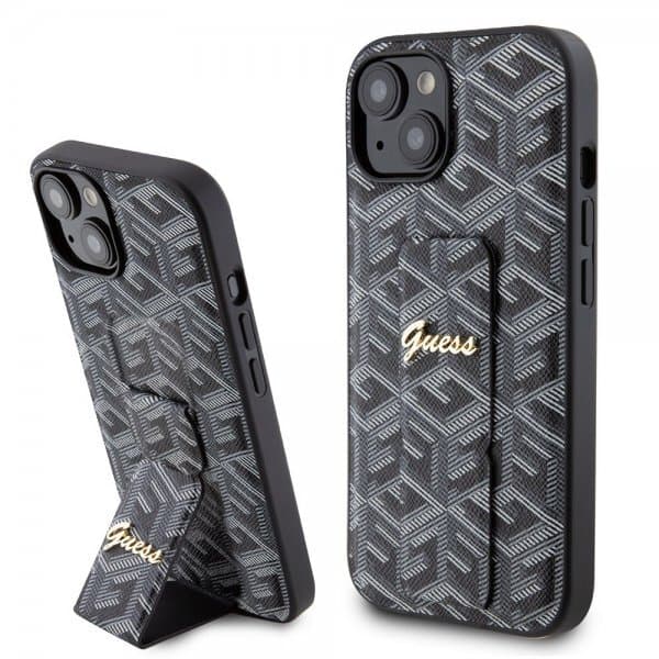 Guess iPhone 15 Skal G Cube Grip Stand Svart
