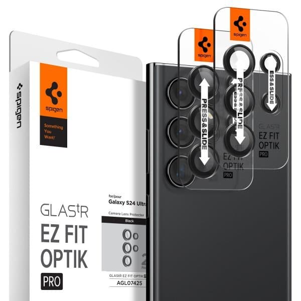 Spigen Samsung Galaxy S24 Ultra Kameralinsskydd GLAS.tR EZ Fit Optik Pro 2-pack Svart