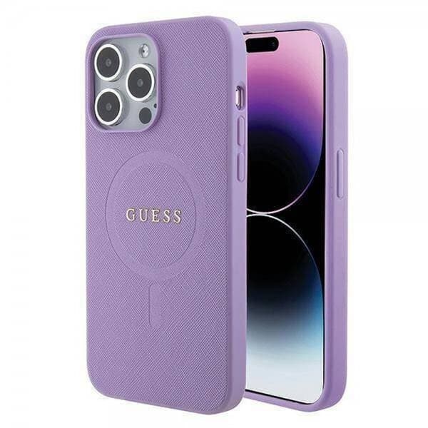 Guess iPhone 15 Pro Skal Saffiano MagSafe Lila
