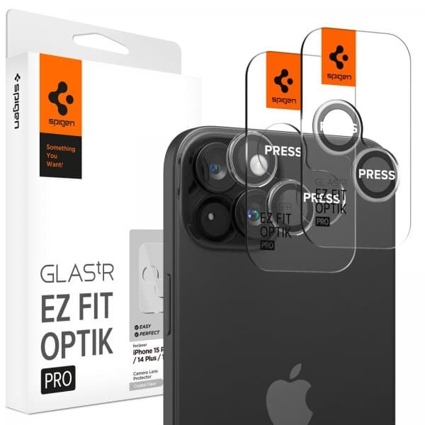 Spigen iPhone 15/iPhone 15 Plus Kameralinsskydd GLAS.tR EZ Fit Optik Pro Crystal Clear 2-pack