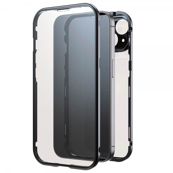 Black Rock iPhone 15 Deksel 360 Glass Transparent Svart