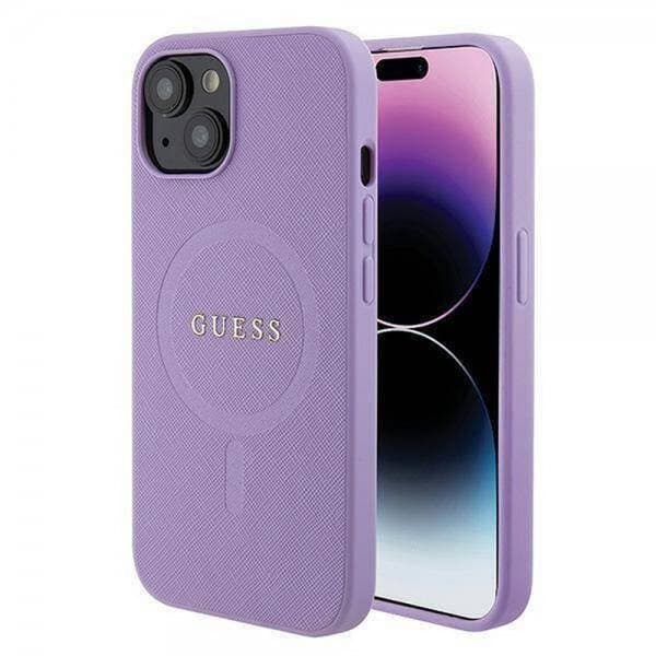 Guess iPhone 15 Plus Skal Saffiano MagSafe Lila