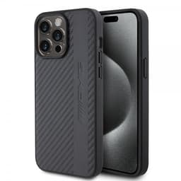 Mercedes Benz iPhone 15 Pro Max Deksel Carbon Effect Leather Stripe AMG Svart