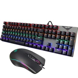 Kablet gaming tastatur mus sæt, RGB baggrundsbelyst, responsiv blå switch
