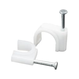 Kabelklemmer med spiker 100-pak Hvit 10 mm