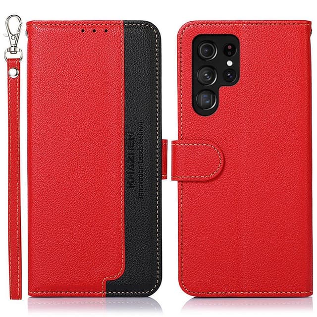 KHAZNEH Plånboksfodral till Samsung Galaxy S24 Ultra - Röd/Svart