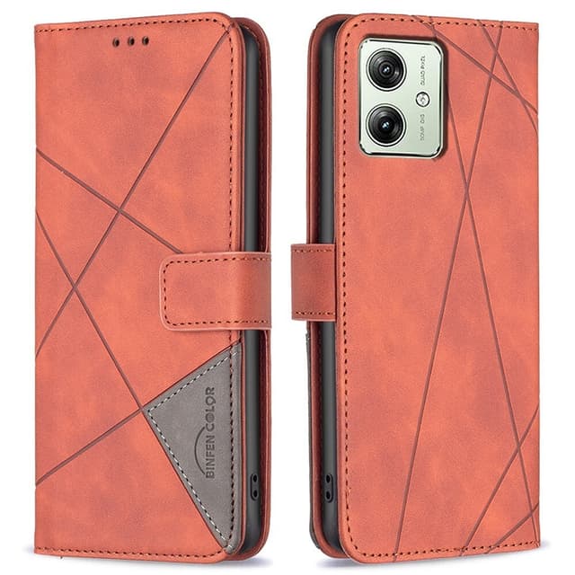 Motorola Moto G54 5G BINFEN COLOR Embossed Plånboksfodral - Brun